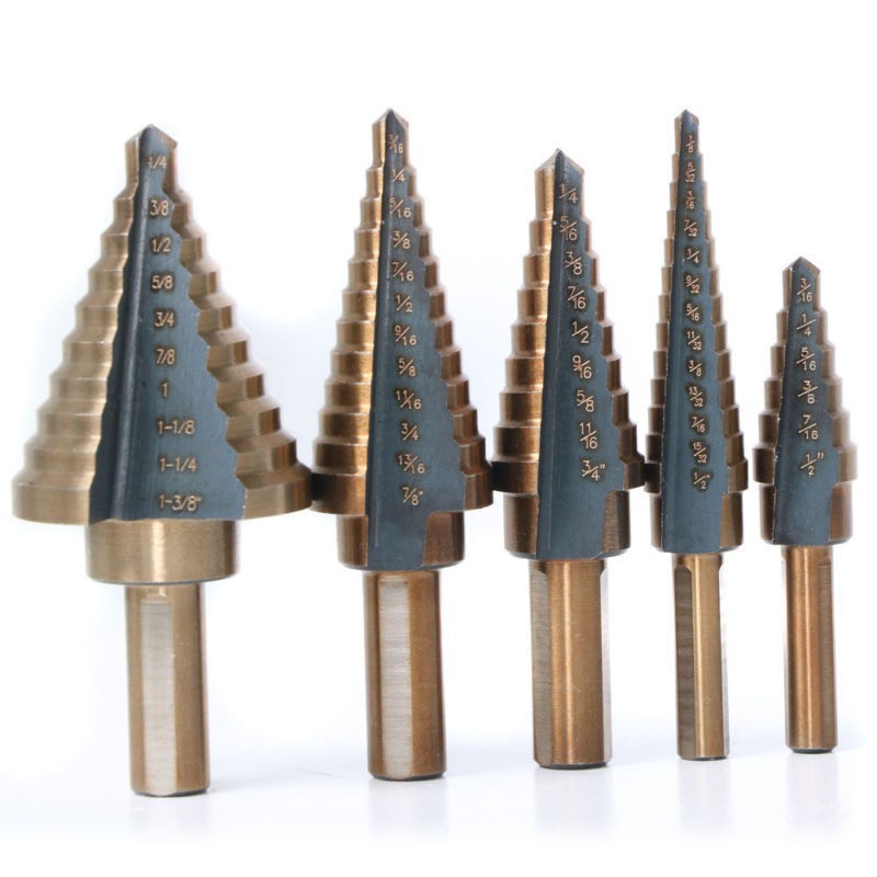 Factory High Quality 5PCS Inch Size Step Drill Bit Set with Aluminium Case