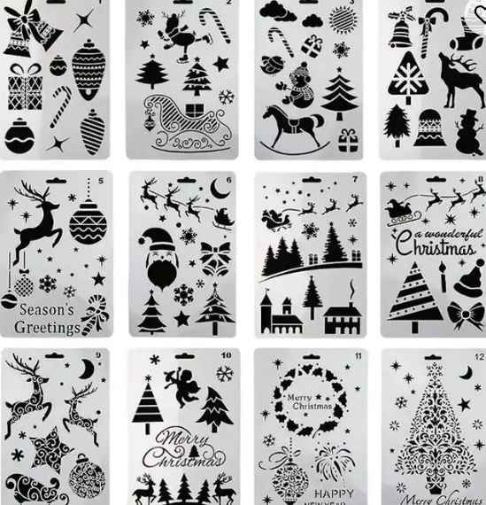 Eco-friendly Plastic Christmas Drawing Stencil Notebook Decorating Stencils