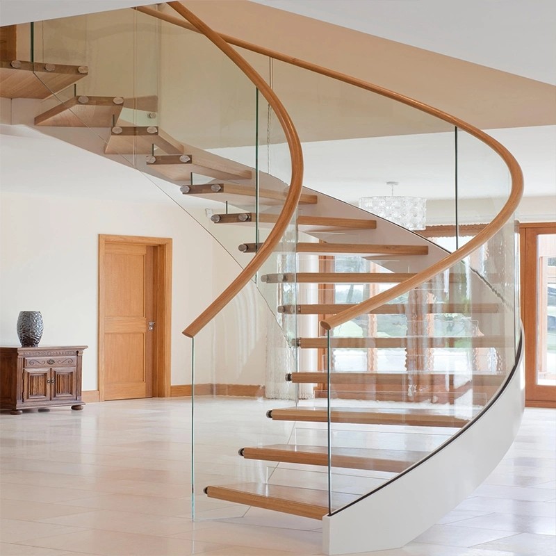 12mm tempered glass stair handrail balustrade railing and custom crystal glass with led light stairs steps treads for staircase