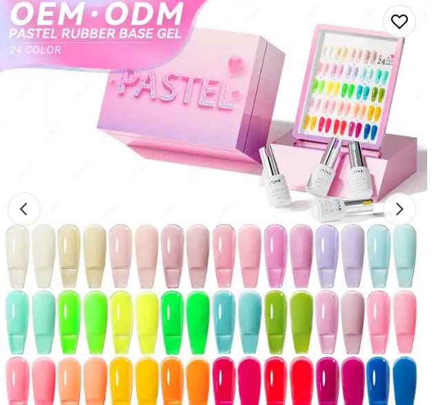 JTING professional create brand custom Pastel rubber base collection 24color set box Nail gel supplies rubber base nail polish