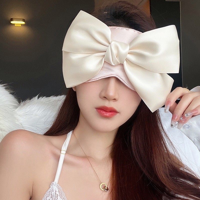 custom cute butterfly silk satin eye mask with HWSF bow knot sleeping eye mask for girls