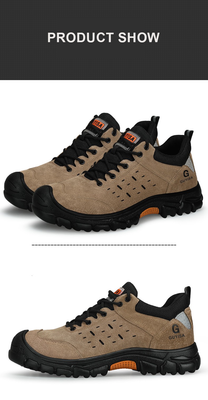 high quality suede leather upper casual style spark proof work shoes welding light weight fashion safety shoes for man