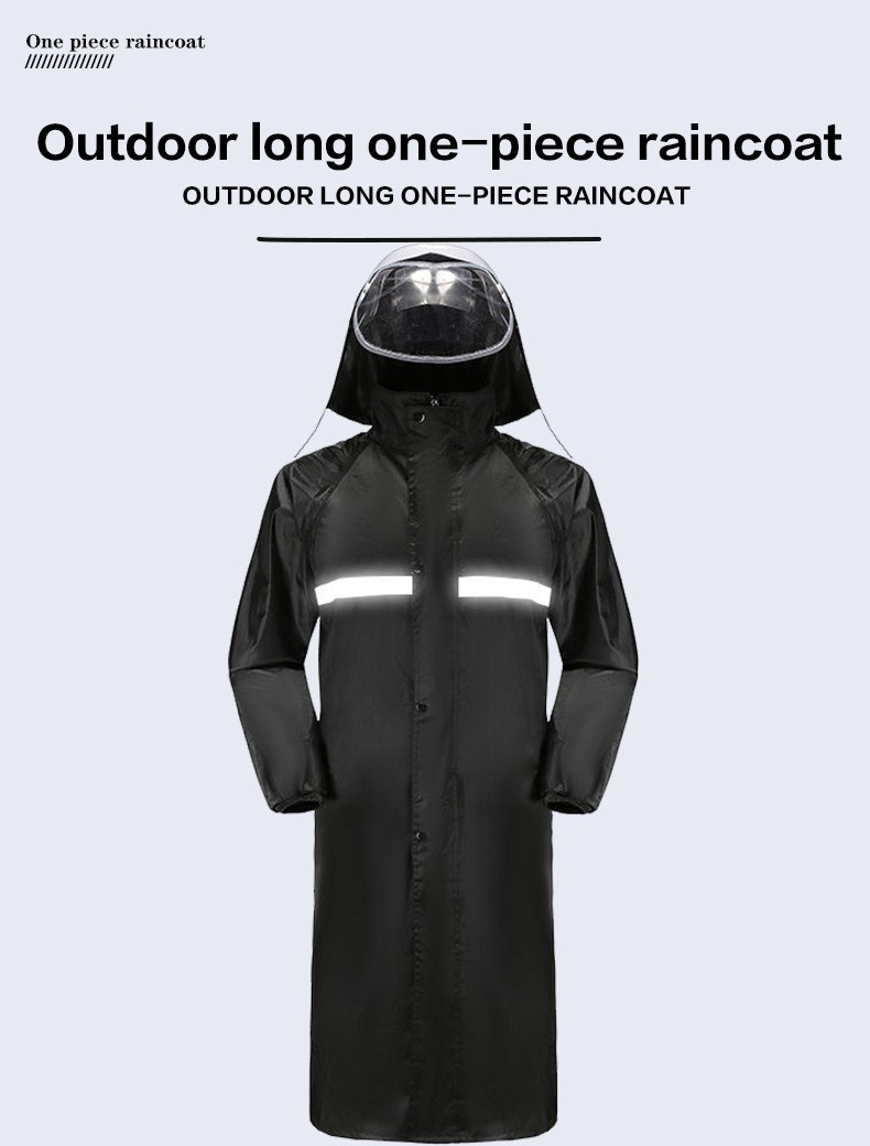 Custom long raincoat waterproof raincoat adult raincoat manufacturer with drawstring hood