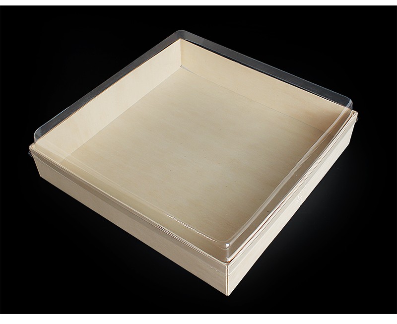 Manufacture Wholesale Wooden Box Of Sushi Takeaway Packing Degradable Japanese Disposable Food Wood Sushi Dessert Box