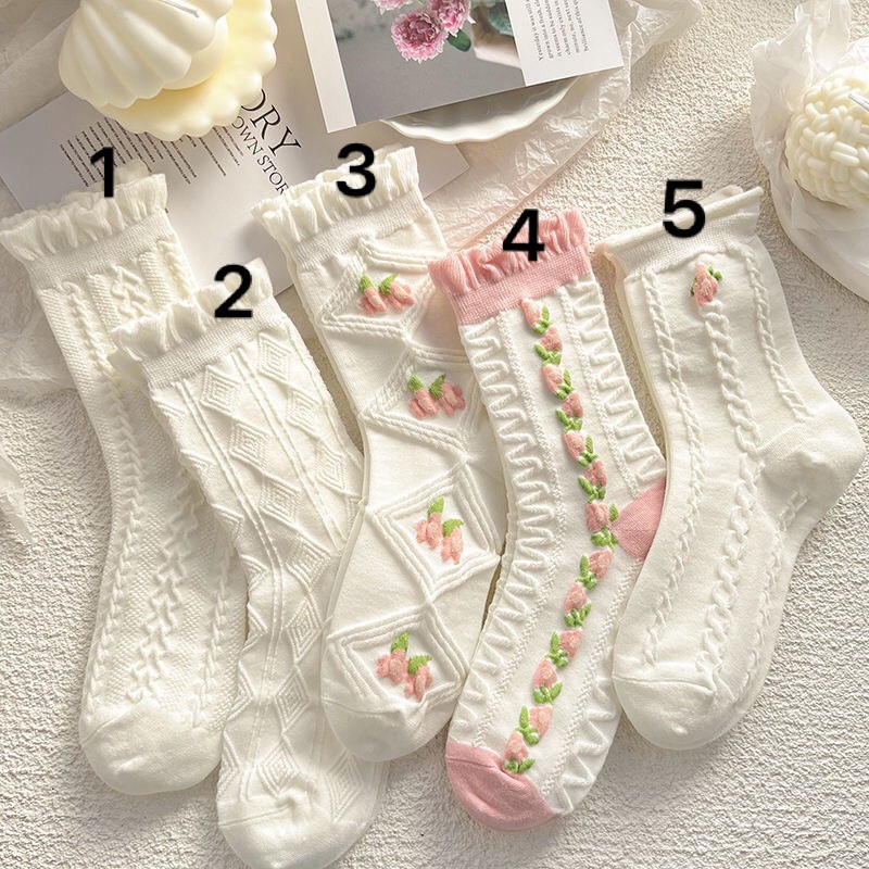 Free sample fashion girls hosiery cotton women socks custom logo ruffle socks