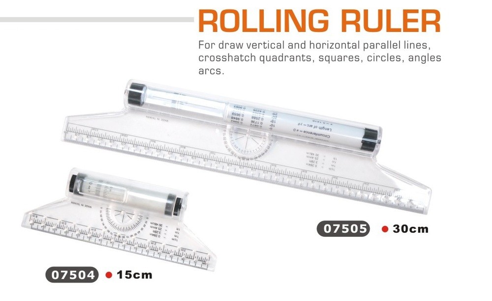 Taiwan Stable supply hot selling 15cm and 30cm Acrylic Rolling Technical Drawing Ruler