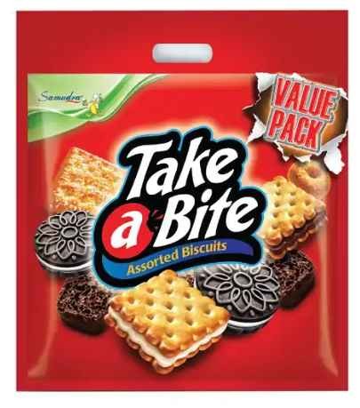 Baked Goods Delicious Halal Samudra Take A Bite Assorted Biscuits 500g x 12 Bags with extra crispy for work place