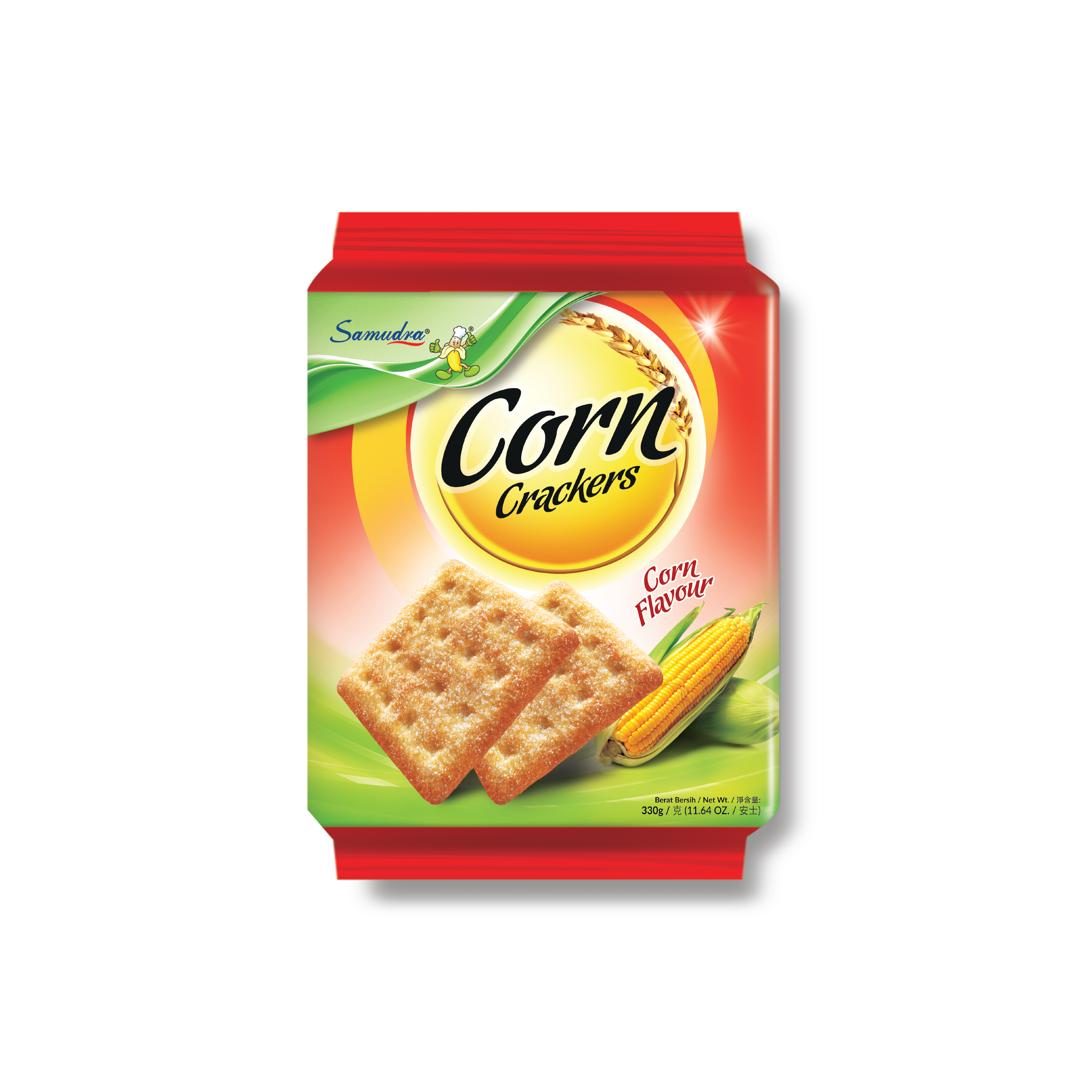 Factory wholesale Halal Samudra Corn Crackers 330g x 12 Packets with extra crispy for office snack for kids