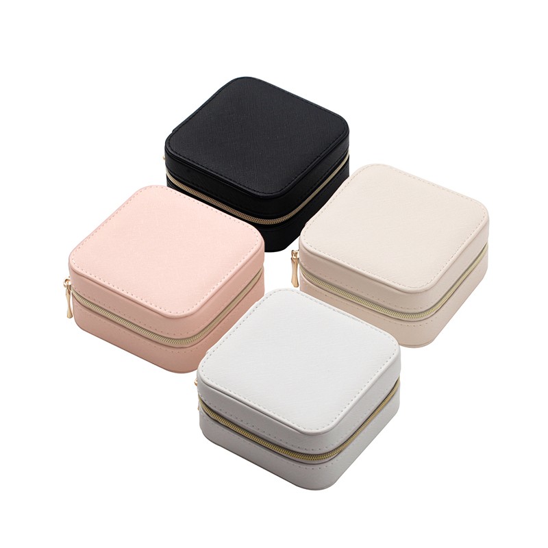 High Quality Saffiano PU Leather Small Travel Jewelry Case