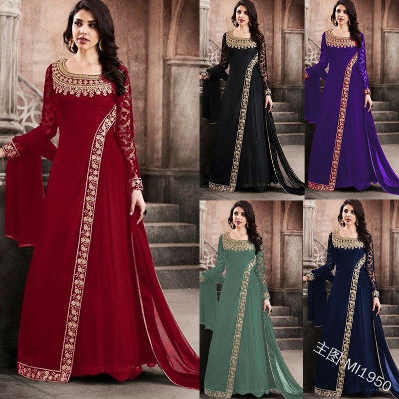 2020 newest style vintage lace lady evening dress factory supply wholesale price women chiffon ball gown