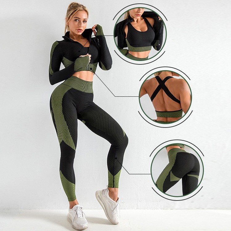Plus Size Seamless Knitting Yoga Suit Sexy Hip Lifting Fitness Sports Women Clothes gym wear