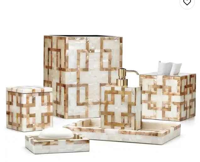 New 6 pieces Wood and Resin Luxury Bathroom Accessories set