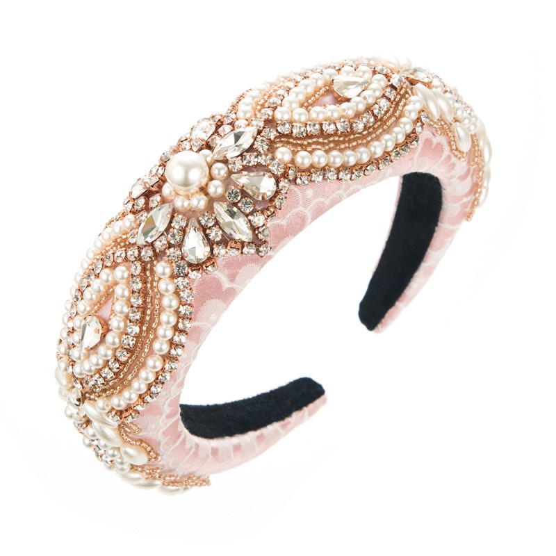 Kingcome New Hot Sale Diamond-embedded Luxury Thick Sponge Headband Hair Accessories Fashion Model Style Pearl Headbands