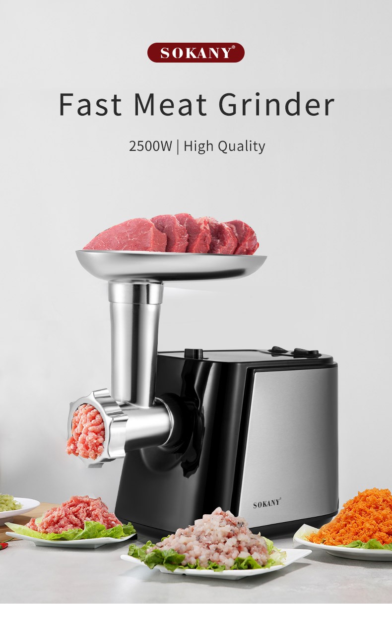 092 Sokany 2500W hot sales electric meat mixer grinder & stainless steel blade meat grinder mincer