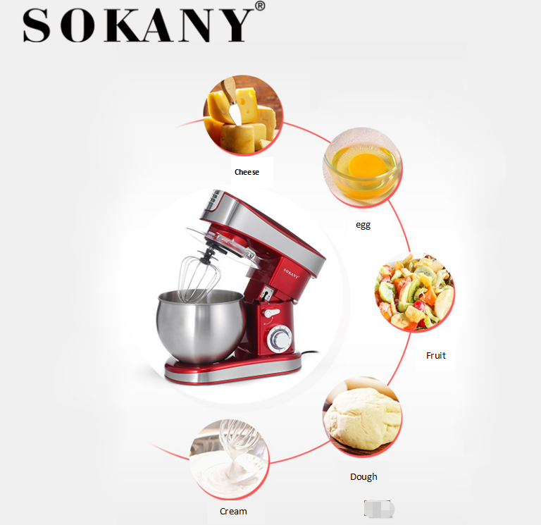 Sokany Hot Sale Aluminium Die Casting Housing1200 3 In 1 Multifunctional Mixer Dough Kneader Juicer Meat Grinder