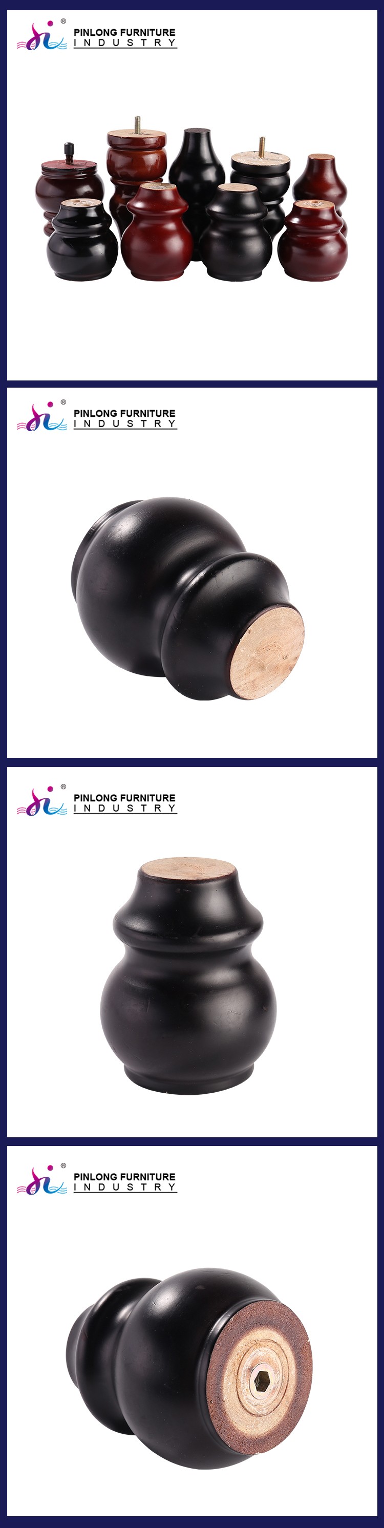 Pinlong Modern Furniture Parts Unfinished Wood Cabinet Feet Solid Wooden Cabinet Tables Sofa Legs