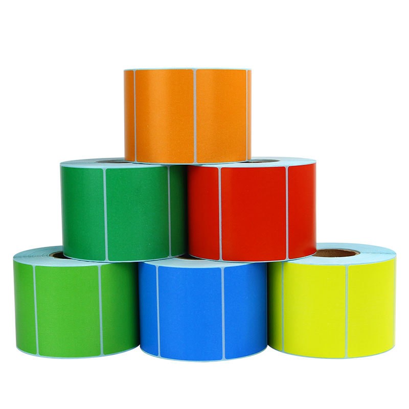 Hot Sale Color Custom Self Adhesive Square Direct Thermal Sticker Label Round Thermal Label Roll Compatible Sticker Label Paper