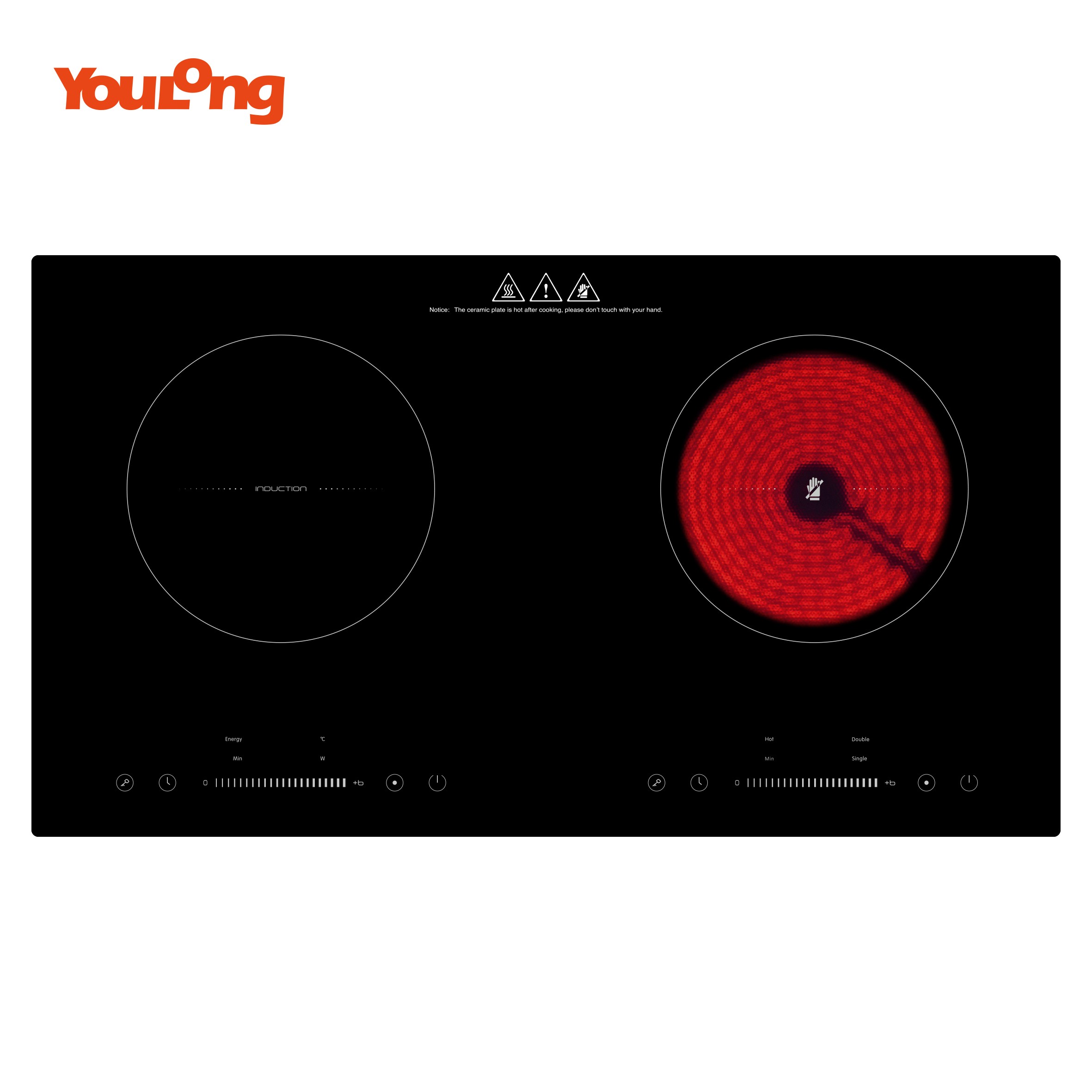 Home appliances Touch Induction And Ceramic Hob 2 burner built-in Double Induction Cooker