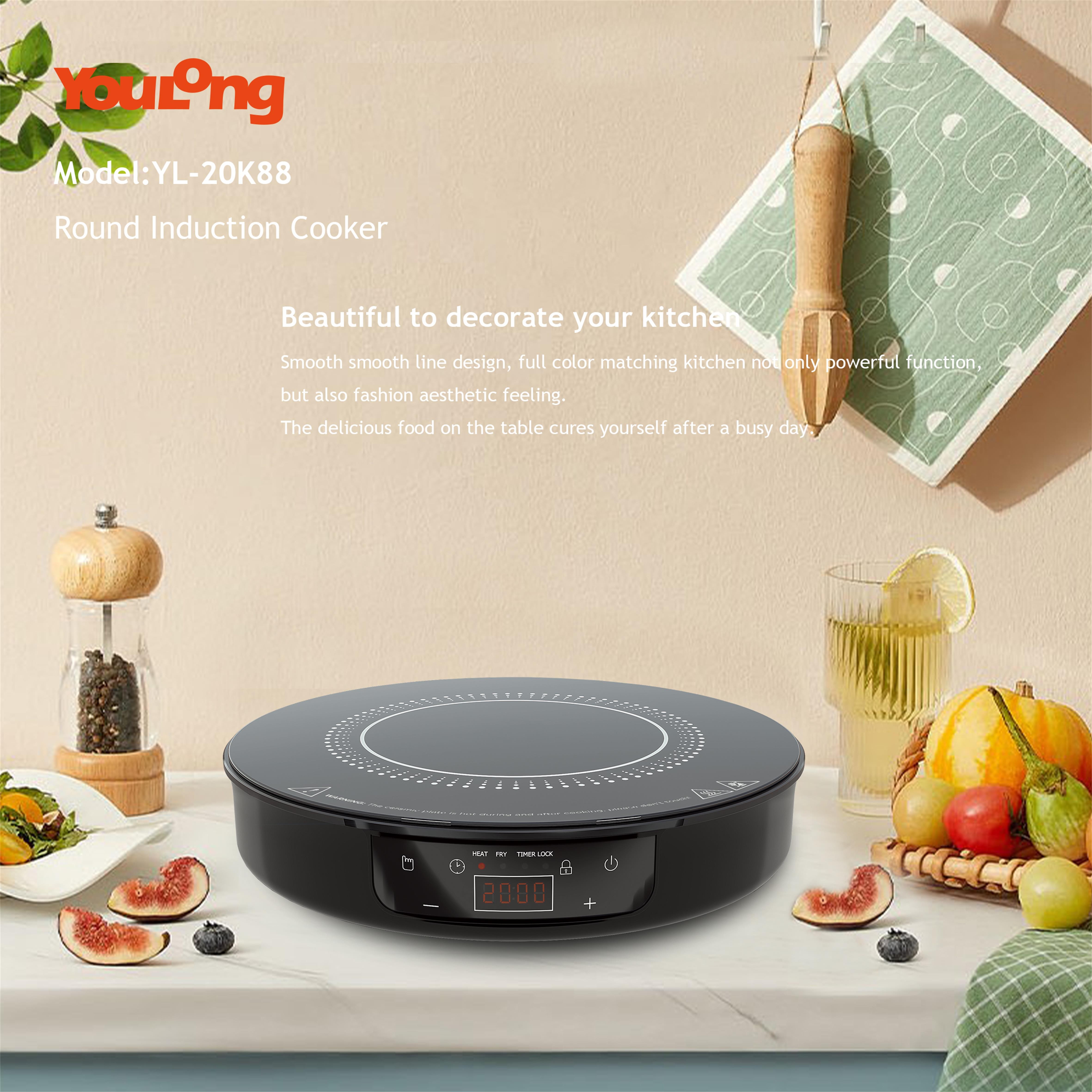 Single Heat Fry Timer 1-180Mins Lock 200W-2000W Heating Plate Round Induction Cooker Profesional