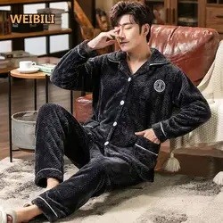Autumn and winter men pajamas plus size xxxl indoor 2 piece lounge mens pajama sets