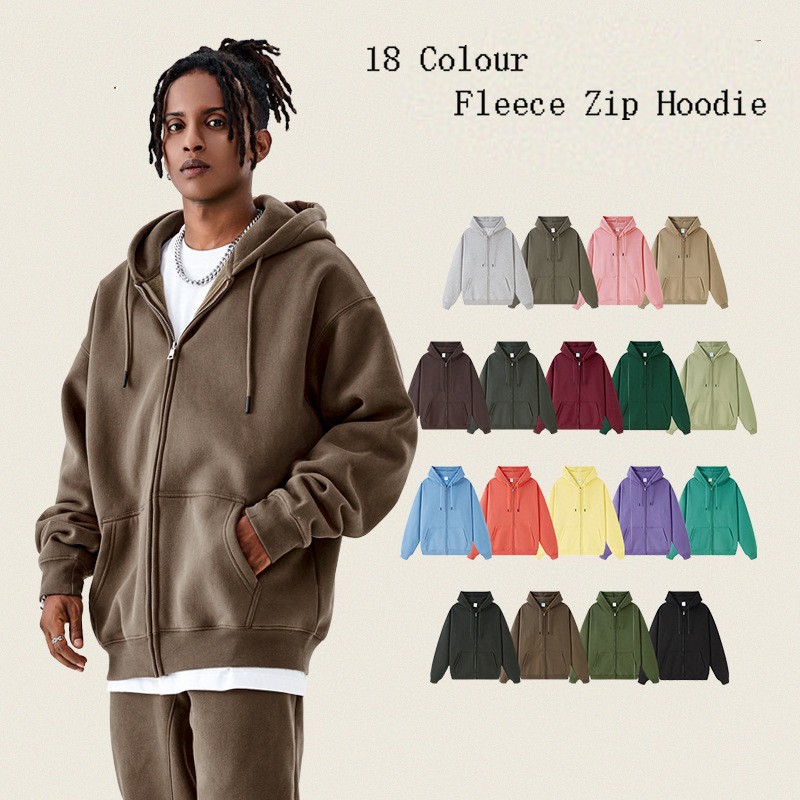 OEM/ODM Wholesale 350G puls size Men's Hoodies full zip up custom print Logo Hoodie for Man and Women