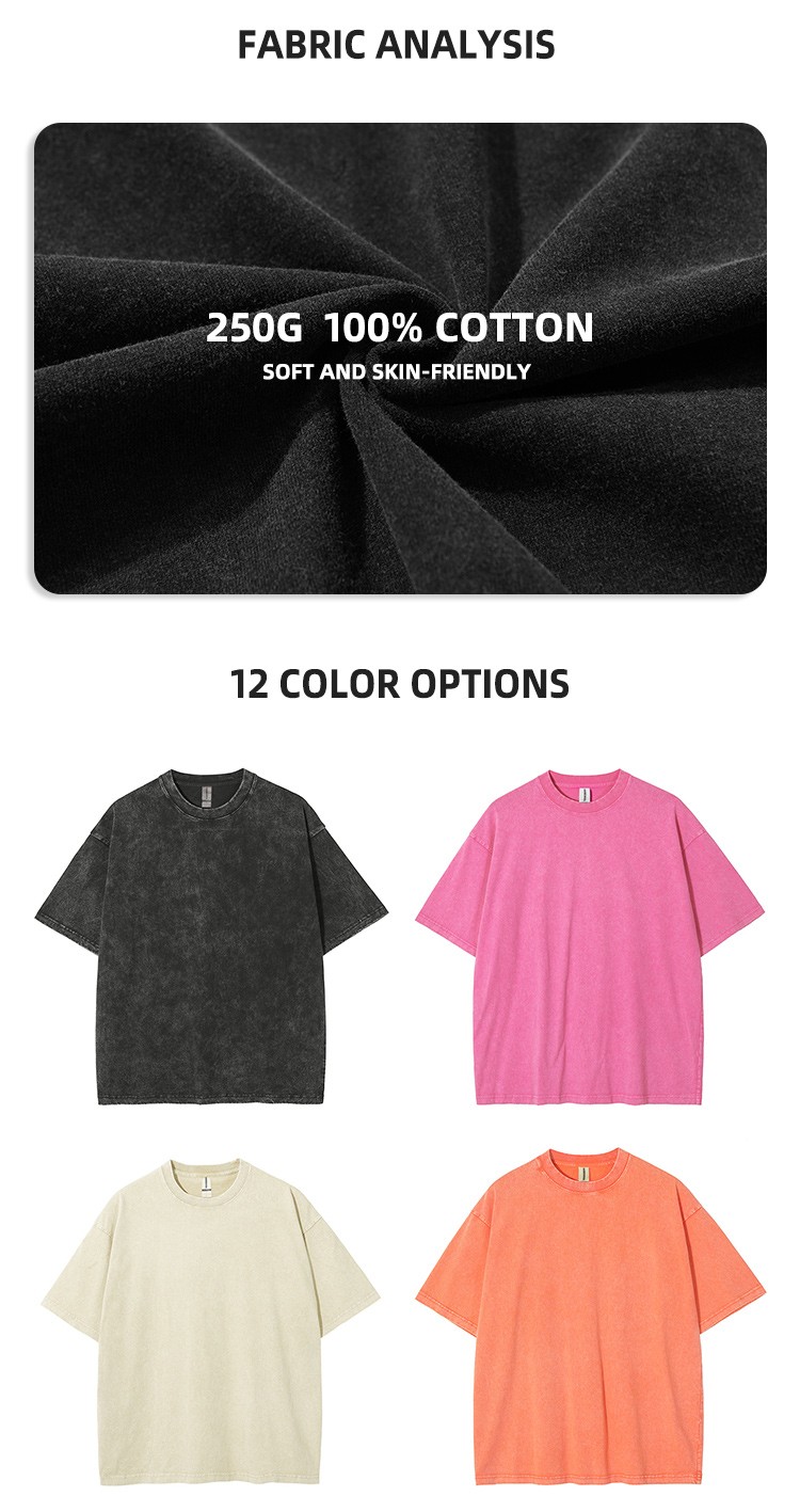 HIC Wholesale 100%Cotton 250G Heavy Washed Solid Color T-Shirt plus size Men's Short Sleeve Oversize tshirt
