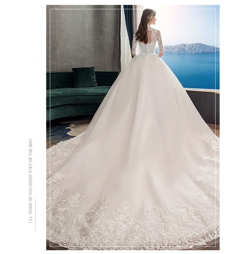 Large Tail New Bridal Wedding Dress Latest White Wedding Gowns