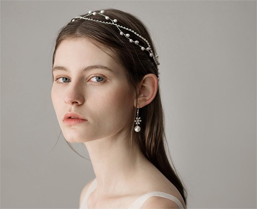 Beautiful Pearl Diamond Chain Bridal Wedding Headdress Simple Bridesmaid Dress Headband Manufacturer Wholesale