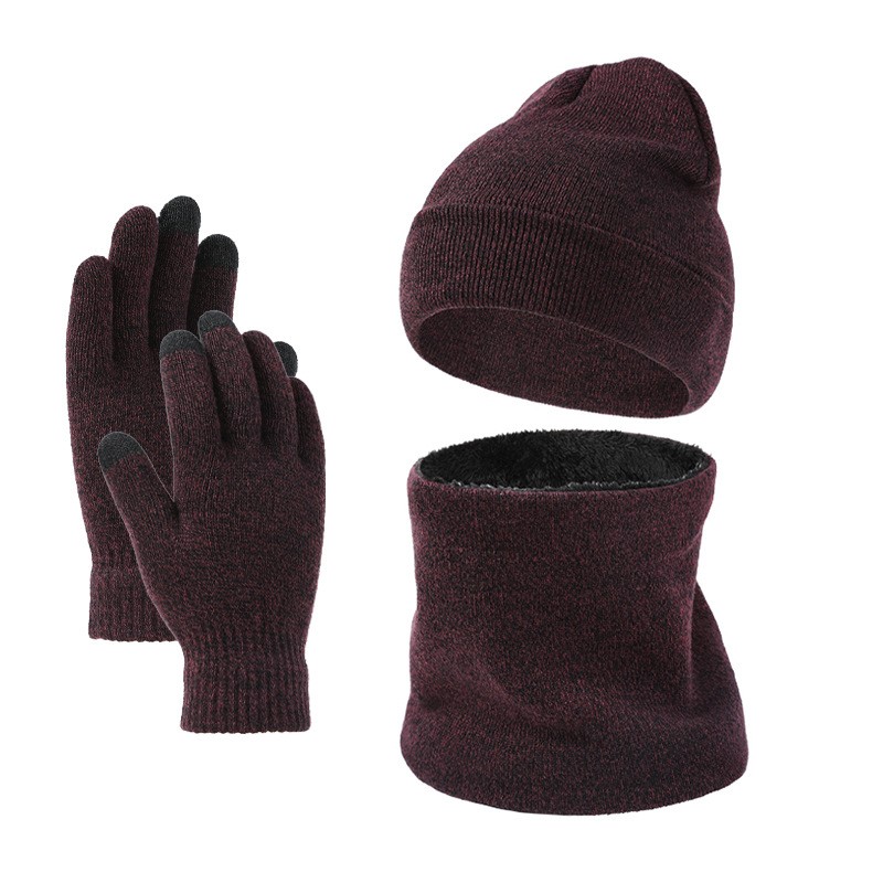 Cheap Custom Winter Hat And Glove Set Soft Touch 100% Acrylic Beanie Knitted Hat Scarf Set