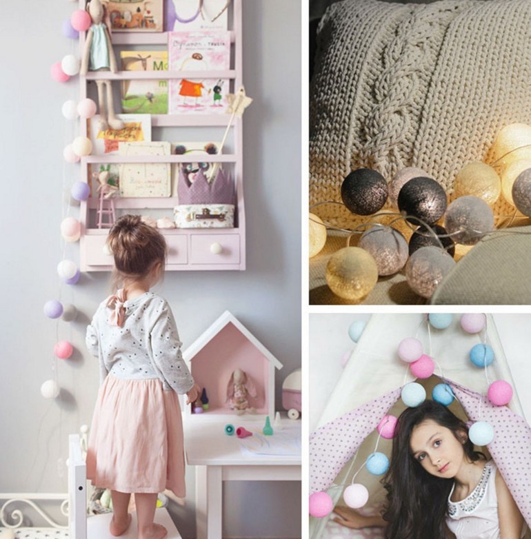 led cotton ball light string holiday wedding christmas party bedroom fairy lights decorations