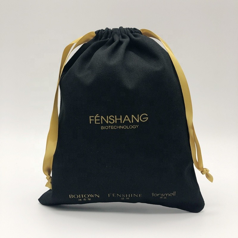 Custonewisummer Logo Black Twill Cotton Ball Gownall Pouch Drawstring Advertising Bags Cotton Packing Forkidderwear Canvas Shoes