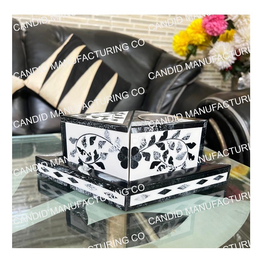 Small Mini Gift Incense Burner Tray Set Mother of Pearl Inlay Mubkhar Box with Tray Set Bakhoor Burner Madkhan with Serving Tray