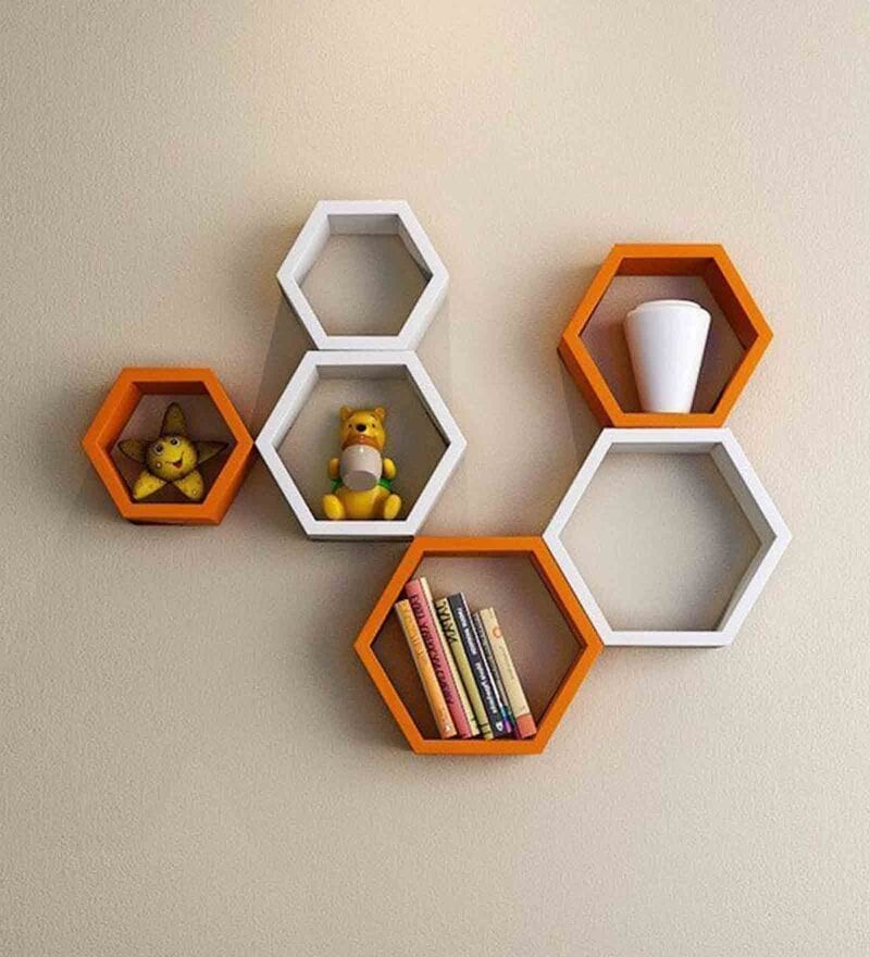 Unique wood wall mounted rack shelves living room and indoor wall mounted shelves book and show piece decor