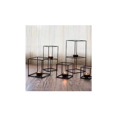 Unique metal candle holder square shape different size metal candle holder customized size sale home decor
