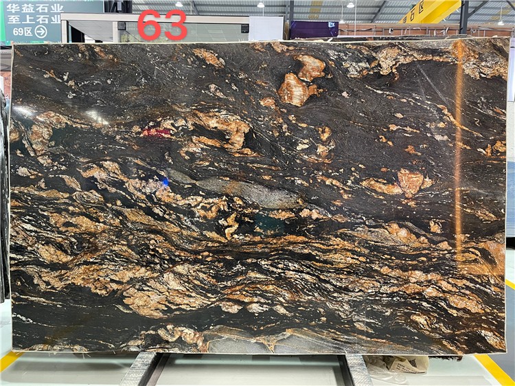 TMZ granito encimeras Large Size 3300*1800mm Taurus Black Granite Countertops with Gold Vein for Hotel Project