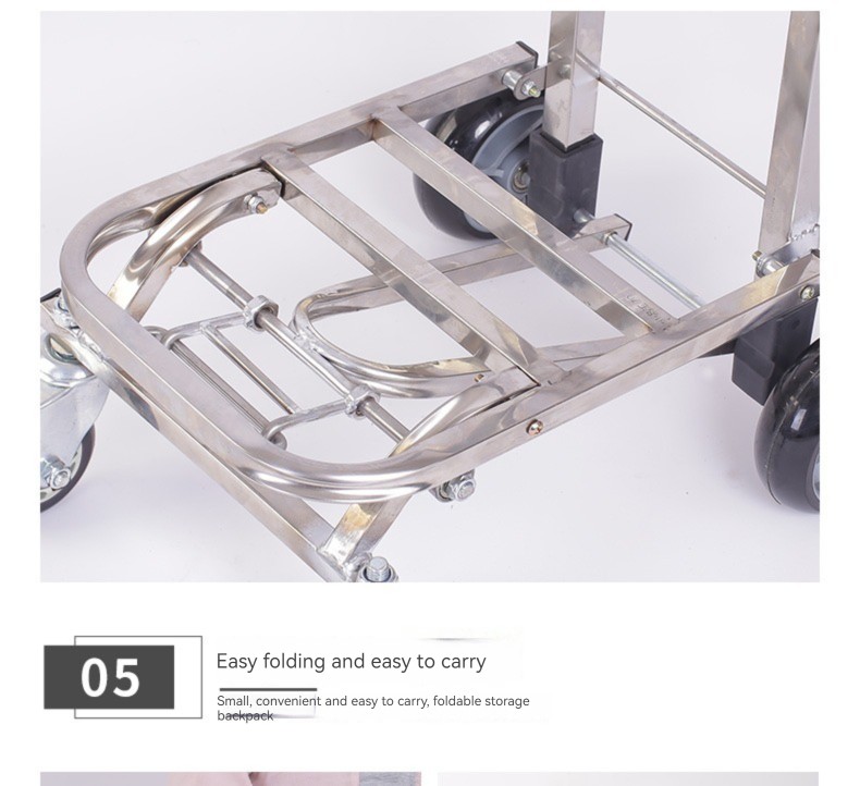 Hot selling shopping cart stainless steel folding luggage telescopic handle with wheels folding shopping cart