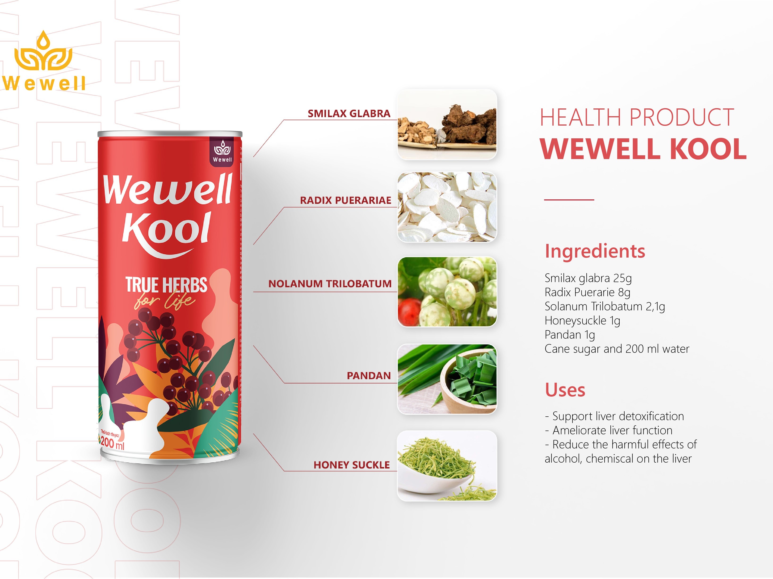Improve liver function reduce harmful effect of alcohol Heat reduction 200ml herbal drink Wholesale Private Label WEWELL KOOL