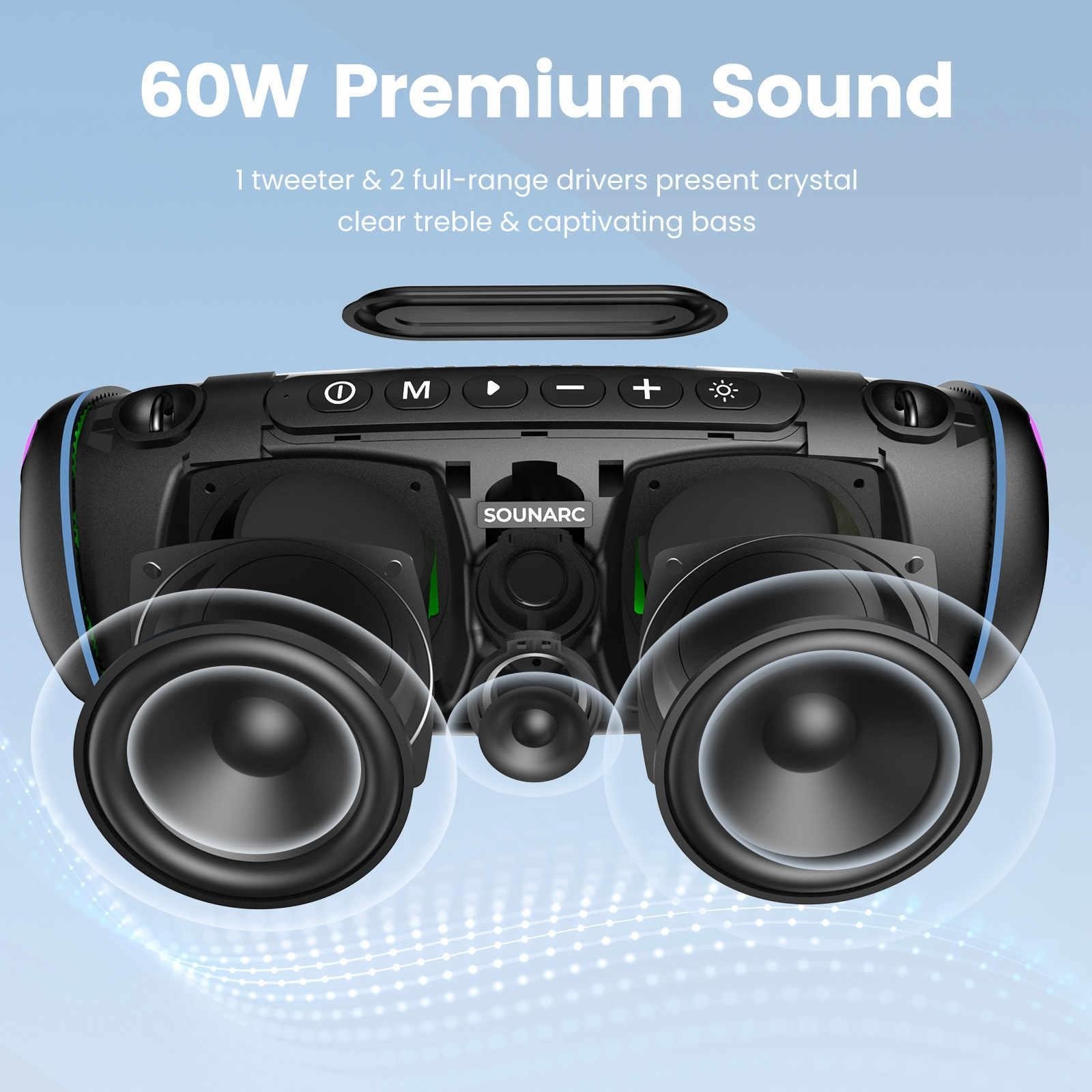 Sounarc R2 Hot Sale Portable Speakers Wireless Headphones LED Light Wireless Speaker Subwoofer Bass Wireless Speaker
