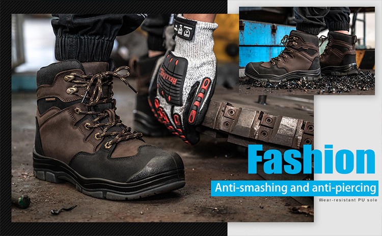 Men's industrial safety boots made of waterproof genuine leather