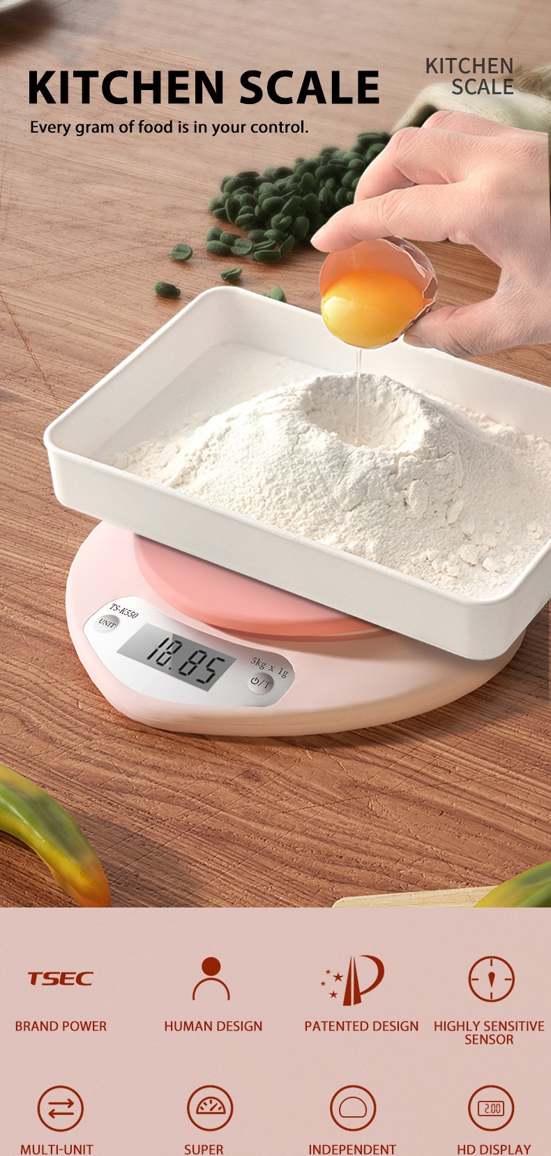 Leaone 2023 Cheap price Popular High Accurcy 1g 5000g Food Smart digital Kitchen Scale Food weight balance Promotion gift