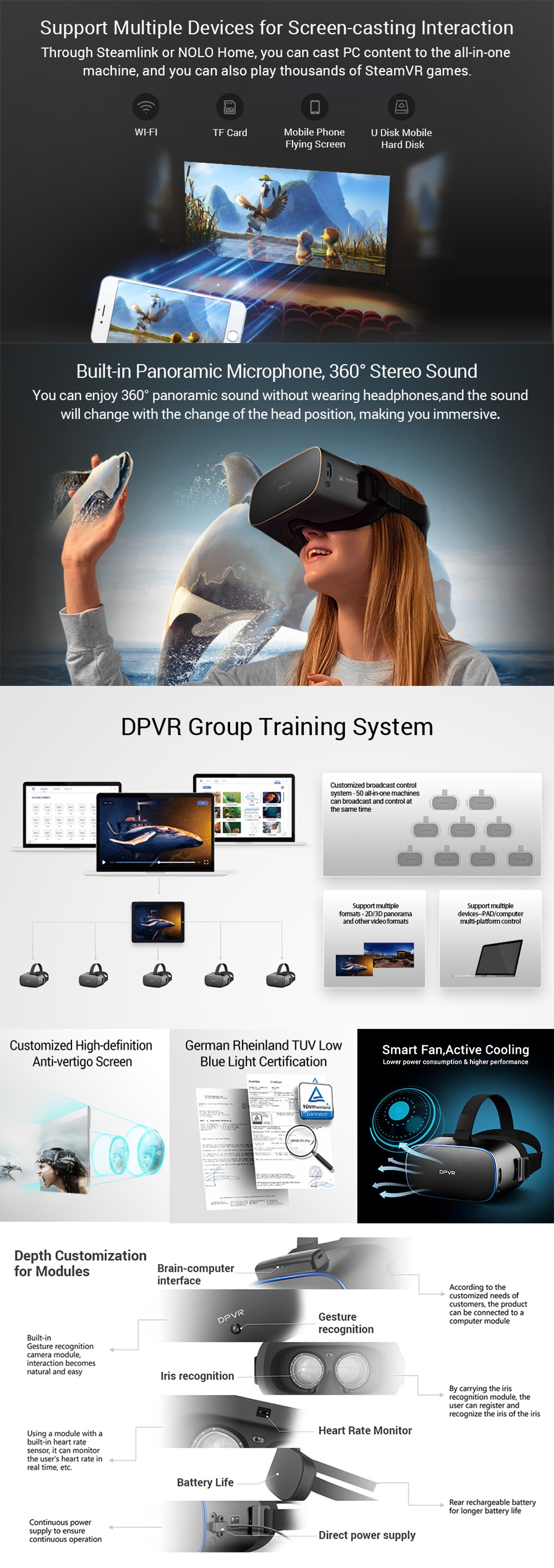 DPVR P1 PRO VR All In One Virtual Reality 3 DoF Helmet 3D Display Glasses Headset For Movie Widely Used in Education