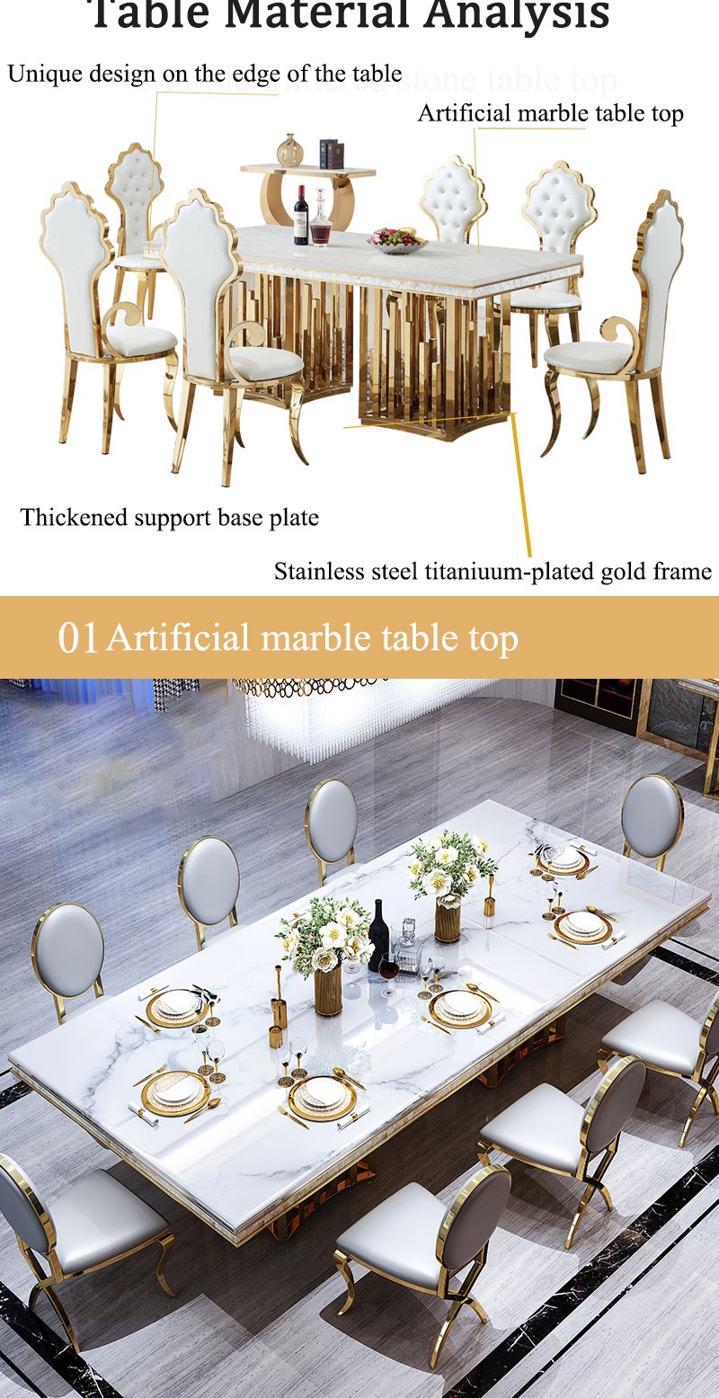 New Product Promotion Marble Top Dining Room Furniture Dining Table Set