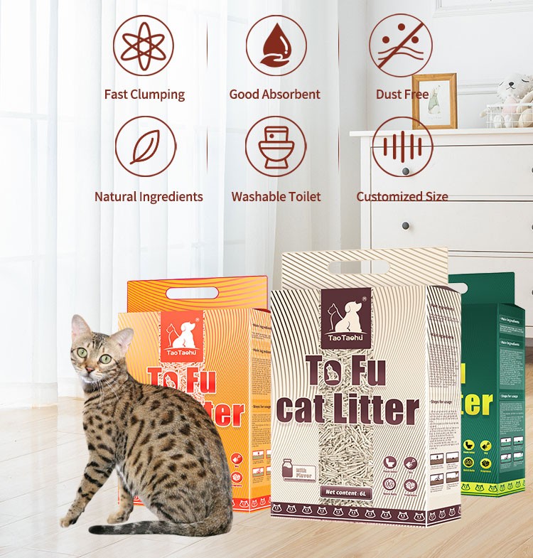 Lemon Coffee Apple Lavender scent bean curd cat sand 2.0mm 6l Strip Shape dust free clumping flushable tofu Cat litter