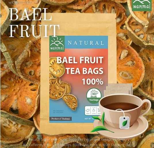 WANMAI29 Bael fruit Tea Supports Vegan and Ketogenic Diets 100% Real Herb in Kraft Steeping Bag