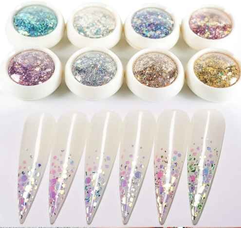 Factory Wholesale Nail Art Decoration 8 Colors Snowflake Nail Patch Sequin Powder