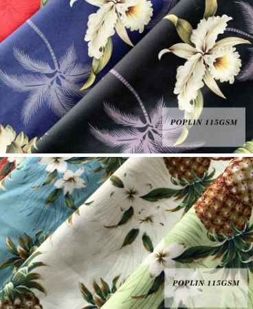 Kahn stock product 57/58" wholesale fabric printed poplin cotton fabric floral Hawaii shirt fabric