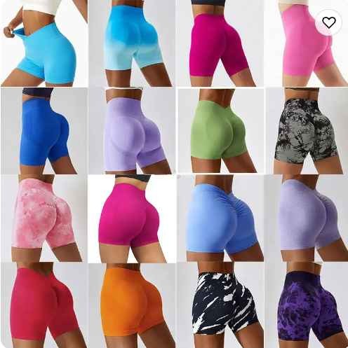 2023 High Waist Workout Yoga Leggings Seamless Fitness Butt Lifting Biker Pants Scrunch Butt Sports Gym Shorts Women