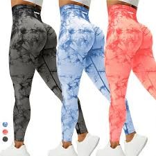 Custom Logo seamless Yoga Pants Booty Lift Workout Tights Gym High Waist Women Fitness Sportswear Tie Dye Scrunch Butt Leggings