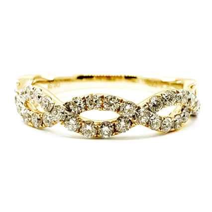 Glamorous Design Customizable Fine Jewellery 18k Solid Rose Gold Real Diamond Twisted Wedding Band Ring For Women Engagement