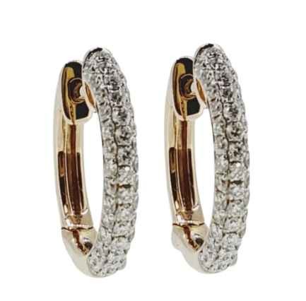 Hot Sales Casual Custom made Pave Set 18k Solid Rose Gold Natural Round Diamond Fine Jewellery Hoop Earrings For Women